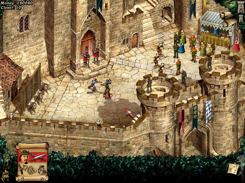 Robin Hood: The Legend of Sherwood (Windows) screenshot: Robin Hood having a duel with a sheriff of Nottingham