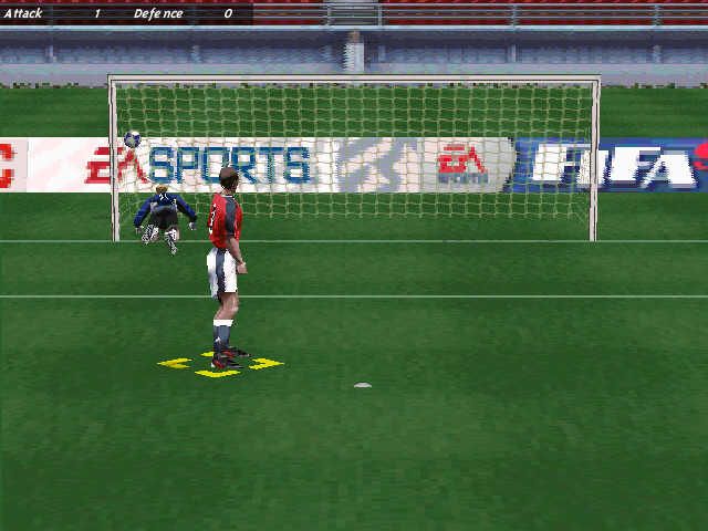FIFA 99 (Windows) screenshot: A penalty