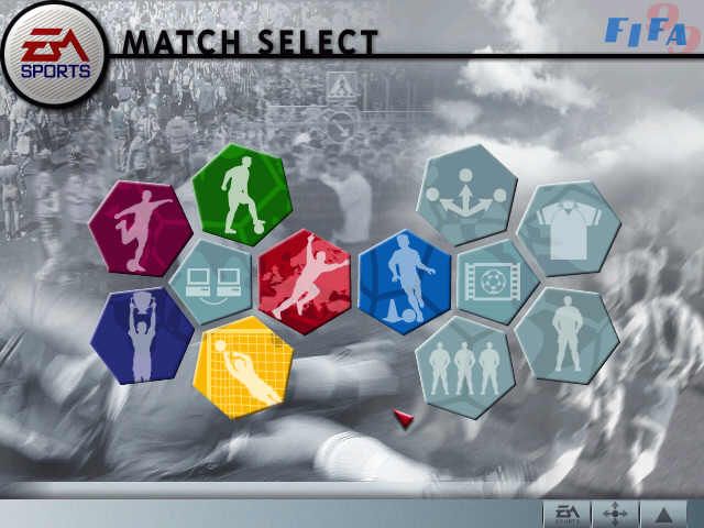 FIFA 99 (Windows) screenshot: make your selection of what type of game you want to play