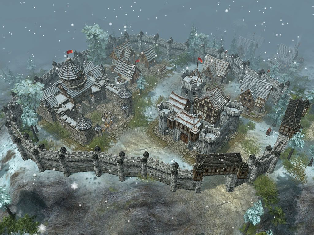 Heritage of Kings: The Settlers (Windows) screenshot: A small keep during the winter