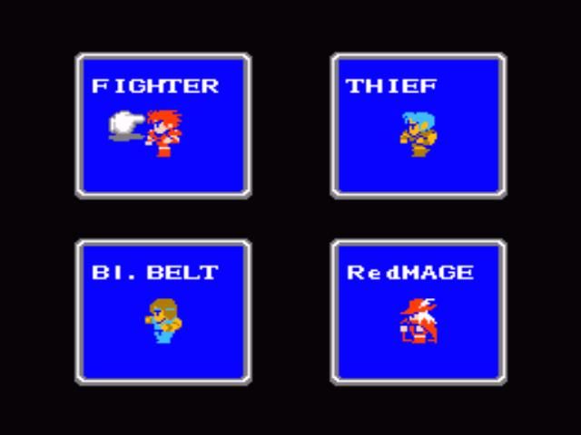 Final Fantasy (NES) screenshot: Choosing characters