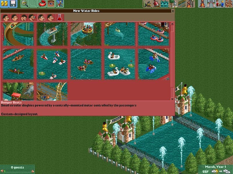 RollerCoaster Tycoon 2 (Windows) screenshot: There are many more water rides than in the original.