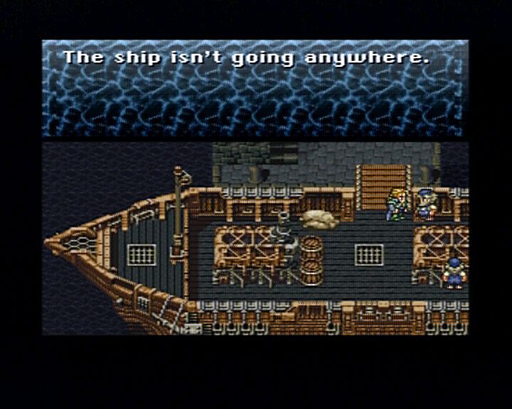 Final Fantasy III (PlayStation) screenshot: Edgar showing there's still "king" written all over him.