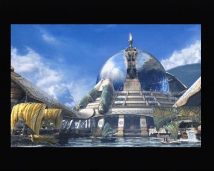 Final Fantasy X-2 (PlayStation 2) screenshot: Luca harbor from the opening cinematic