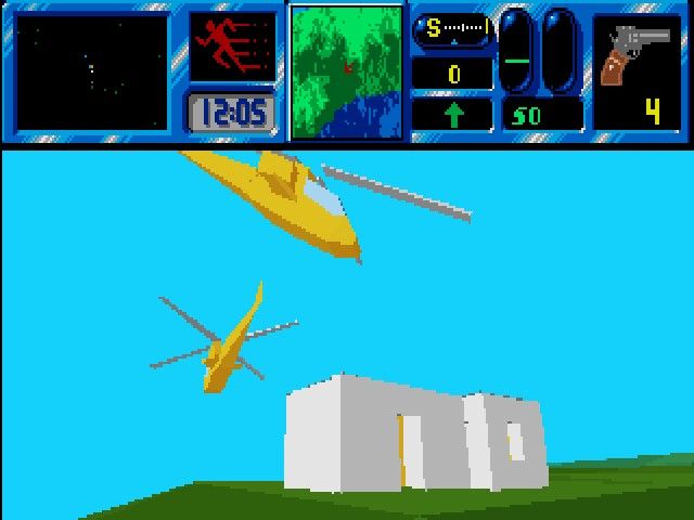 Flames of Freedom (DOS) screenshot: Dodging helicopters