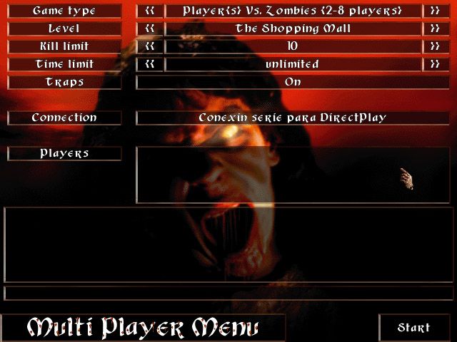 Flesh Feast (Windows) screenshot: Multiplayer menu / creating a game
