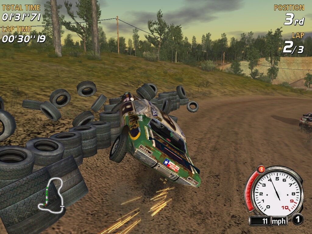 FlatOut (Windows) screenshot: Collision with tires makes them bounce