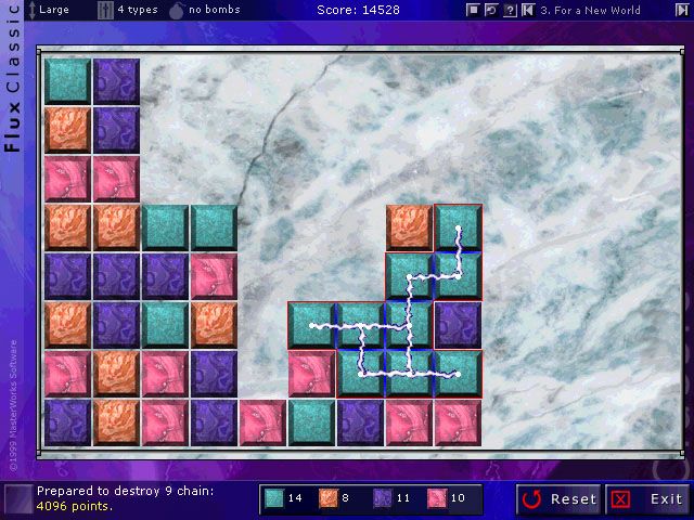 Flux (Windows) screenshot: Classic Mode with different set of tiles and another background