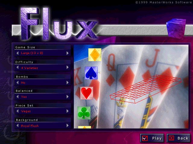 Flux (Windows) screenshot: Options menu