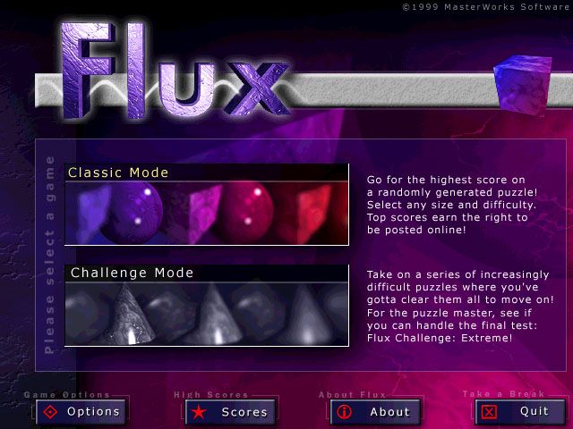 Flux (Windows) screenshot: Choosing the play mode