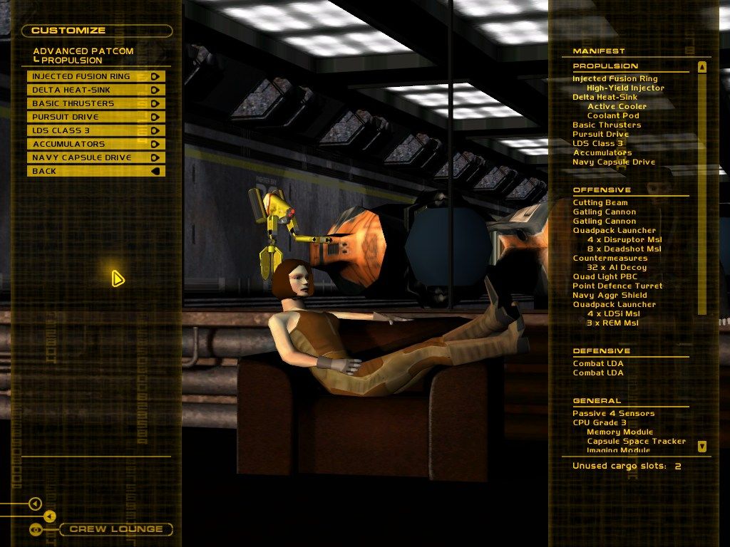 Independence War 2: Edge Of Chaos (Windows) screenshot: Everything in the ships can customized.