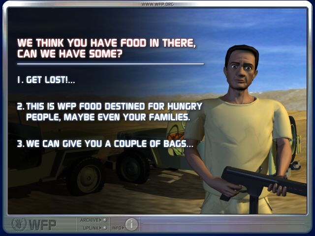 Food Force (Windows) screenshot: Dealing with hostile forces