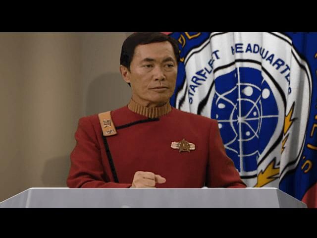 Star Trek: Starfleet Academy (Windows) screenshot: Mission briefing by Sulu