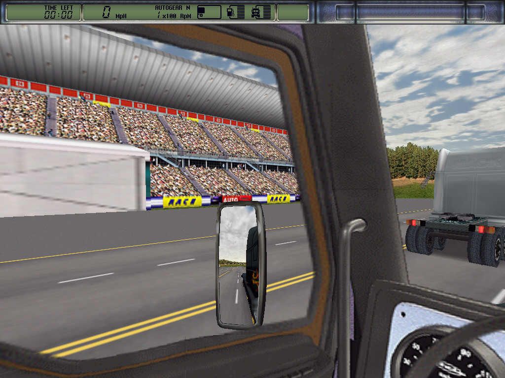 Hard Truck 2 (Windows) screenshot: looking out of the side at the racing circuit