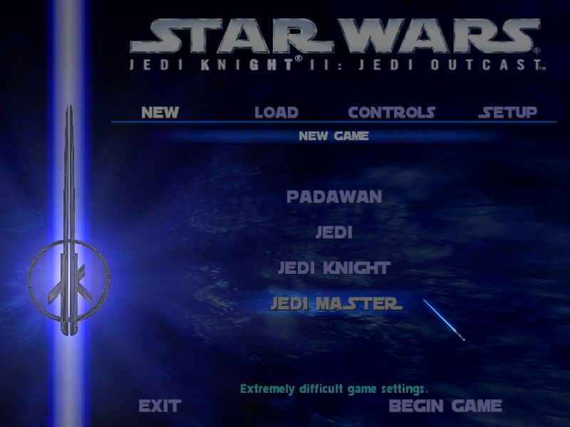 Star Wars: Jedi Knight II - Jedi Outcast (Windows) screenshot: The main menu