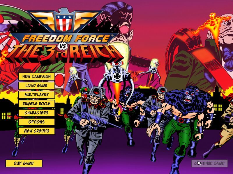 Freedom Force vs The 3rd Reich (Windows) screenshot: Title Screen (Bad Guys Side)