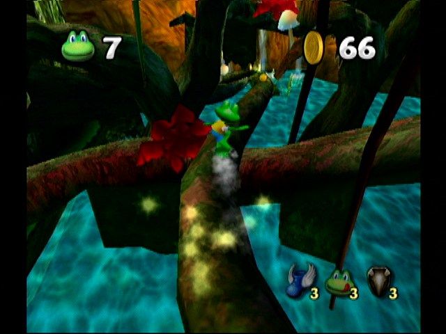Frogger Beyond (GameCube) screenshot: Sometimes the game switches to a behind-the-frog perspective.