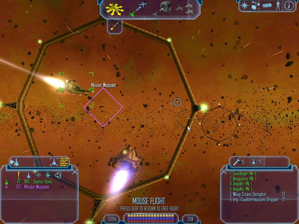Freelancer (Windows) screenshot: Eventful Campaign 2: A space race through a set of giant rings.