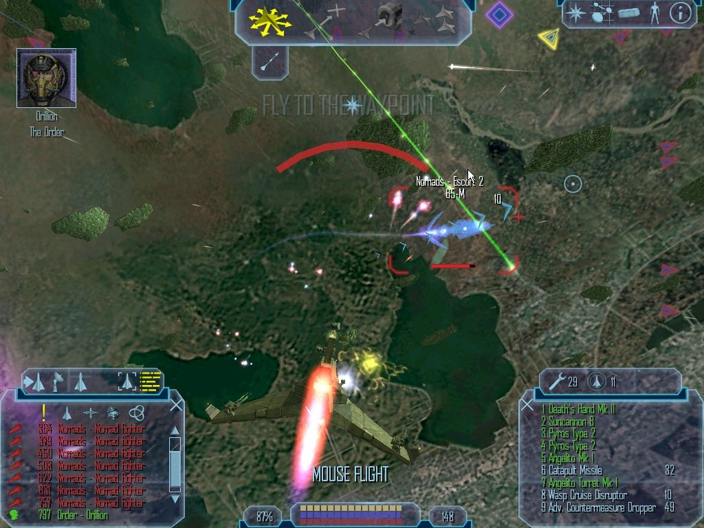 Freelancer (Windows) screenshot: Eventful Campaign 4: Final battle inside a giant metal sphere.