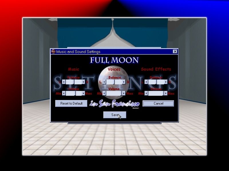 Full Moon in San Francisco (Windows) screenshot: Audio Settings