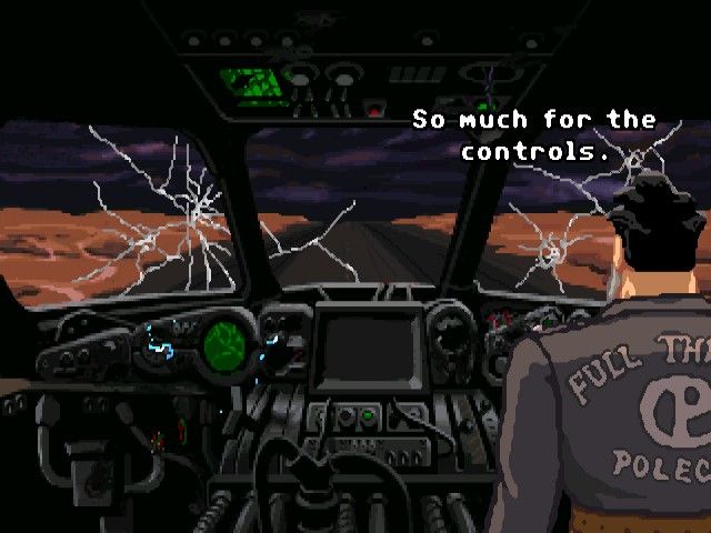 Full Throttle (Windows) screenshot: Whoa, looks like the plane is a bit harder to control than a Harley