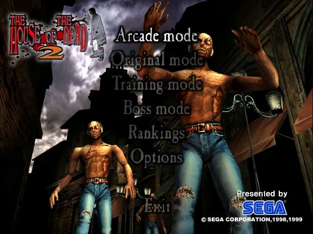 The House of the Dead 2 (Windows) screenshot: Title and option menu