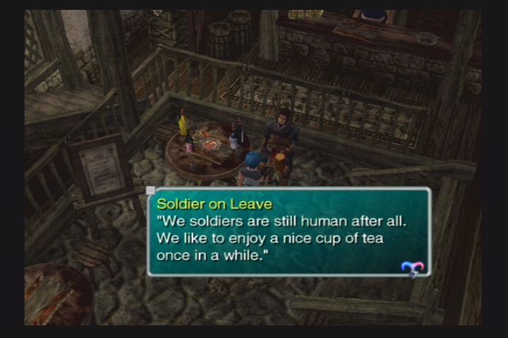 Star Ocean: Till the End of Time (PlayStation 2) screenshot: Remember how in 16bit RPGs they'd censor all references to alcohol?