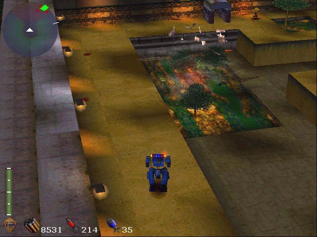 Future Cop: L.A.P.D. (PlayStation) screenshot: me running along a ledge