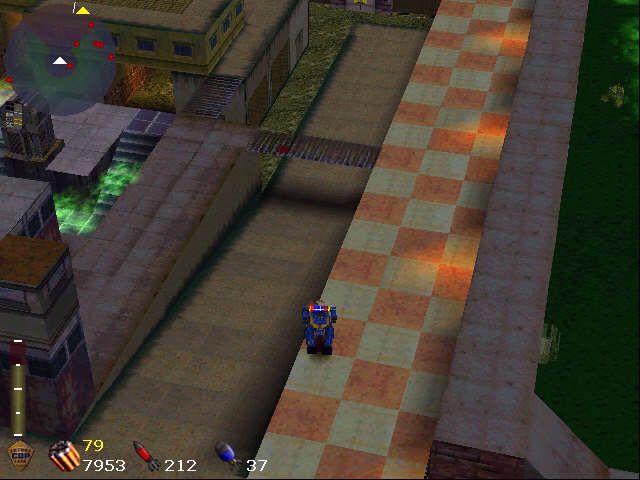 Future Cop: L.A.P.D. (PlayStation) screenshot: i've climbed up so high