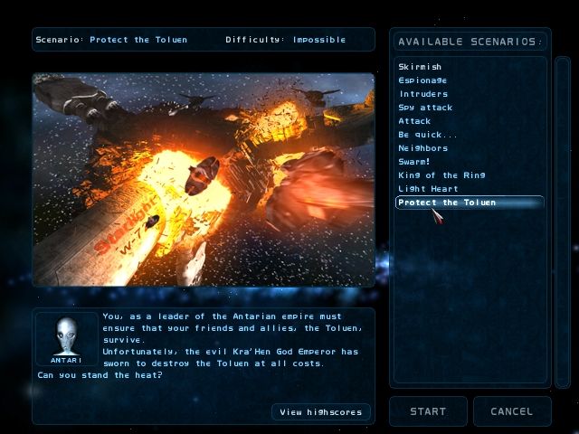 Imperium Galactica II: Alliances (Windows) screenshot: Scenario selection
