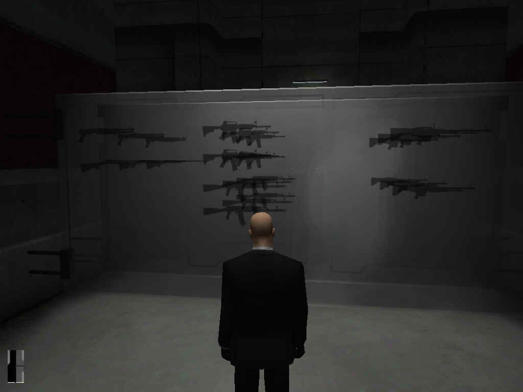 Hitman: Contracts (Windows) screenshot: Unlocked weapons can be used for training.