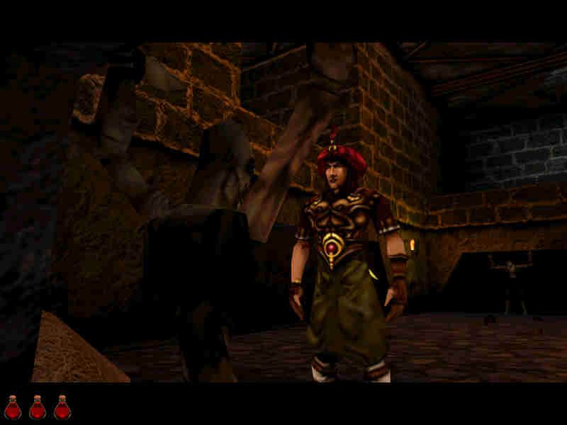 Prince of Persia 3D (Windows) screenshot: The prince talking to a prisoner