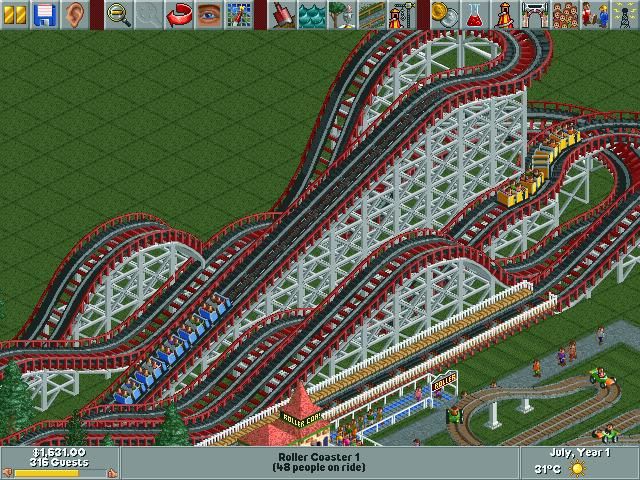 RollerCoaster Tycoon (Windows) screenshot: Got a roller coaster.
