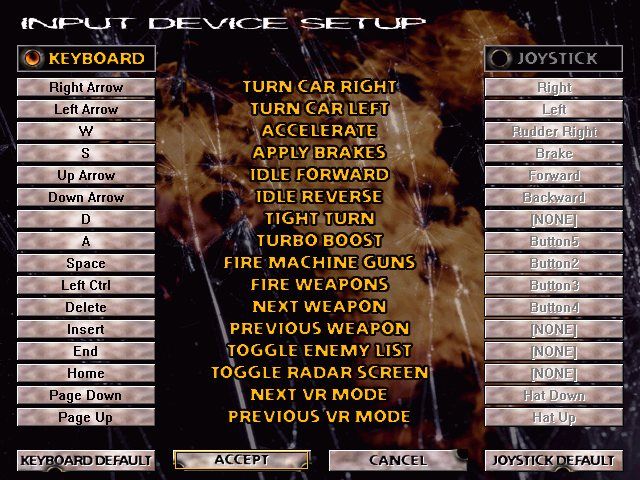 Twisted Metal 2 (Windows) screenshot: Input device setup