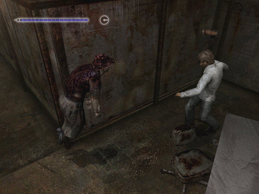 Silent Hill 4: The Room (Windows) screenshot: Hum, mom? You might wanna check this out.... Granma is, like, floating...