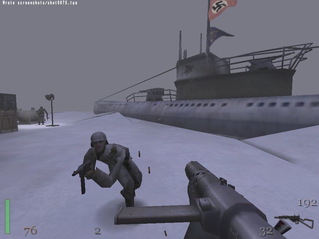 Return to Castle Wolfenstein: Game of the Year (Windows) screenshot: Norway is pretty cold, so do these German solders a favor and warm em up with some hot lead