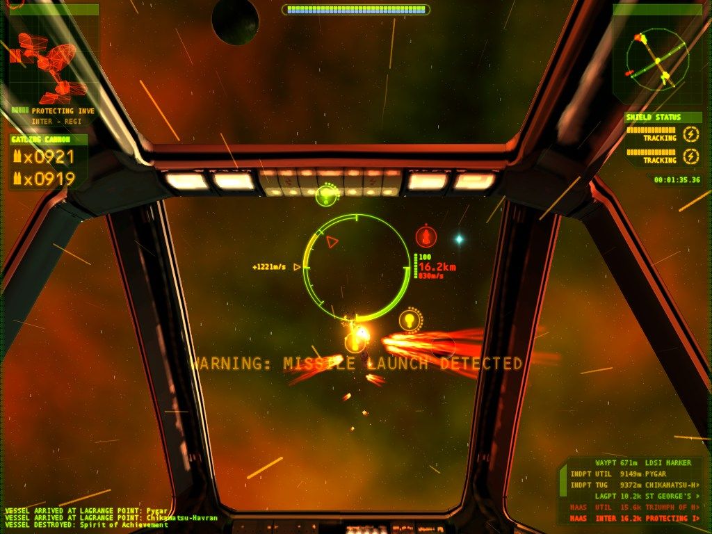 Independence War 2: Edge Of Chaos (Windows) screenshot: Attacking with Gatling Cannon.