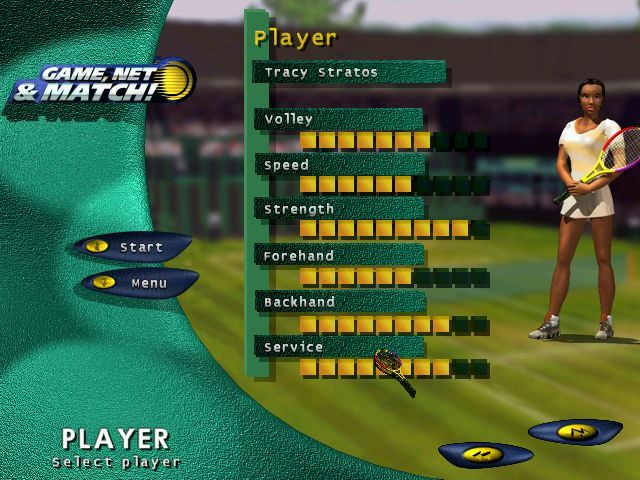 Game, Net & Match! (Windows) screenshot: Selecting one of the pre-existing players
