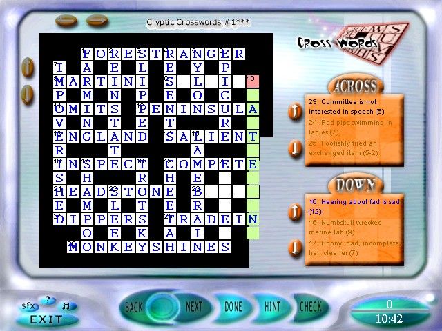 GAMES Interactive 2 (Windows) screenshot: ... and Cryptic or "English style" crosswords.