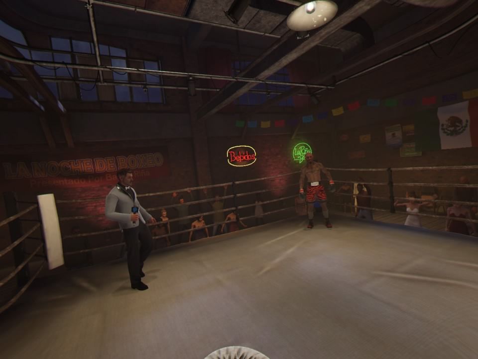 Creed: Rise to Glory (PlayStation 4) screenshot: The second match is in a bar in Tijuana, Mexico