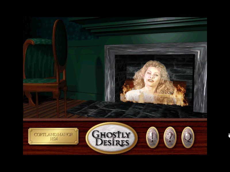 Ghostly Desires (Windows) screenshot: Madam's ghost in the firewood