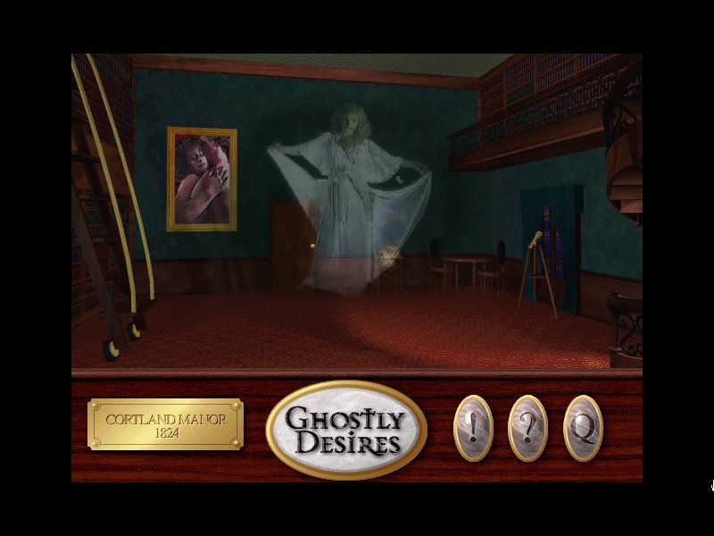 Ghostly Desires (Windows) screenshot: Madam's ghost in the library