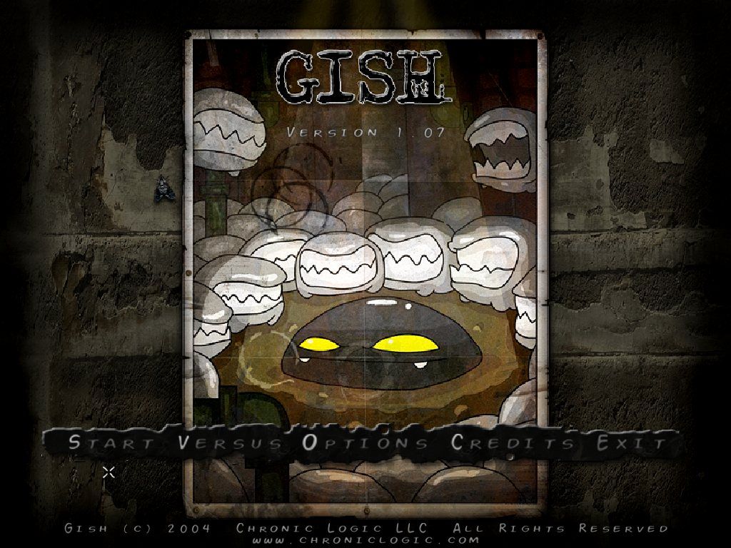 Gish (Windows) screenshot: Main menu