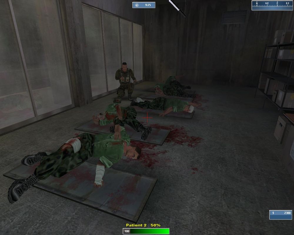 Global Operations (Windows) screenshot: Injured soldiers; this is part of the Medic training.
