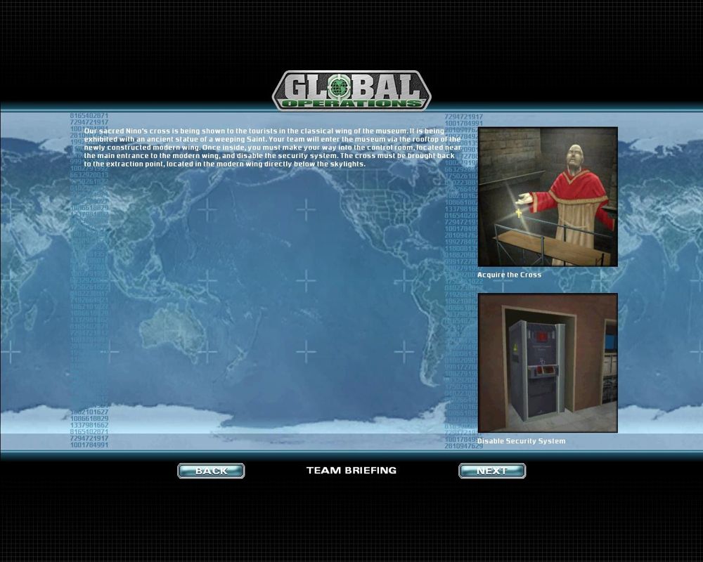 Global Operations (Windows) screenshot: Following the overview is your objective and a description, with pictures.