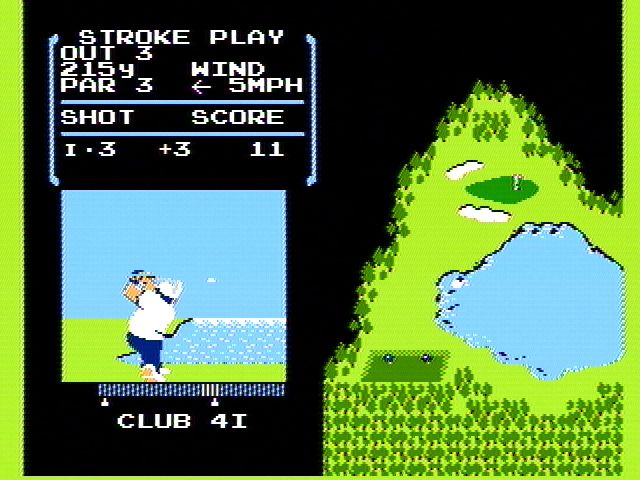 Golf (NES) screenshot: Just cleared the water