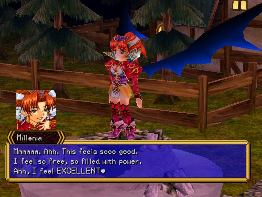 Grandia II (Windows) screenshot: Millenia, a mysterious yet powerful character you'll meet on your quest... but, is she to be trusted?