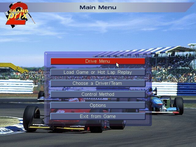 Grand Prix II (DOS) screenshot: Main Menu