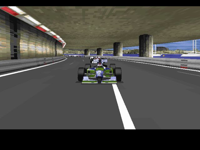Grand Prix II (DOS) screenshot: Speed Haste at the tunnel of Monaco Circuit