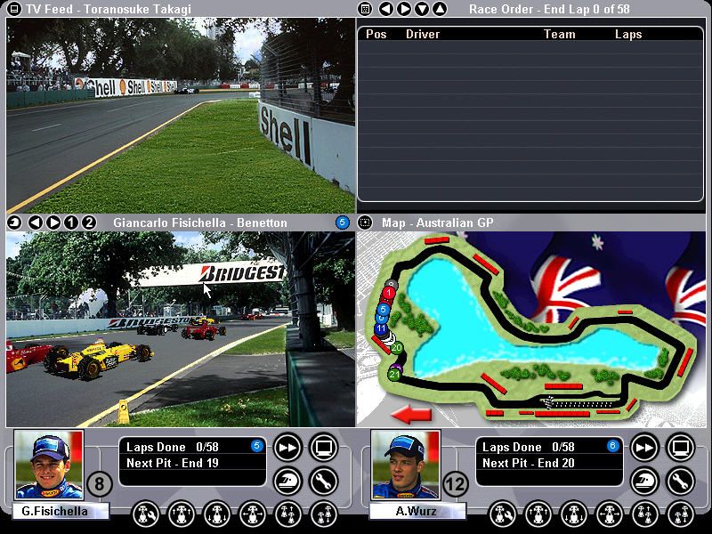 Grand Prix World (Windows) screenshot: An overtaking maneuver?
